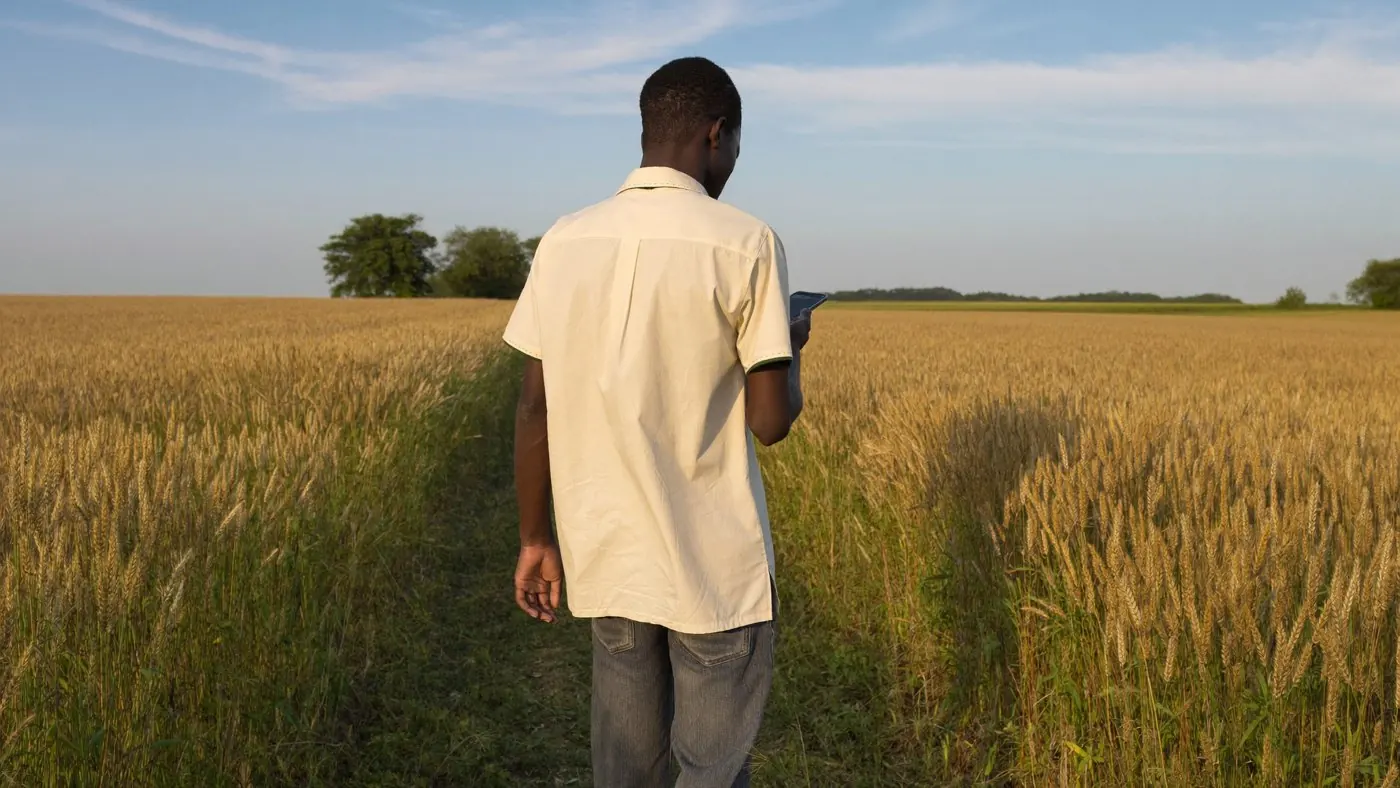 A man checking his phone
